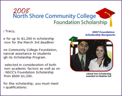 North Shore Community College Foundation Scholarship 
