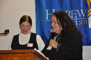 Nancy Mager presents Margie Berkowitz with her gift from Gateways